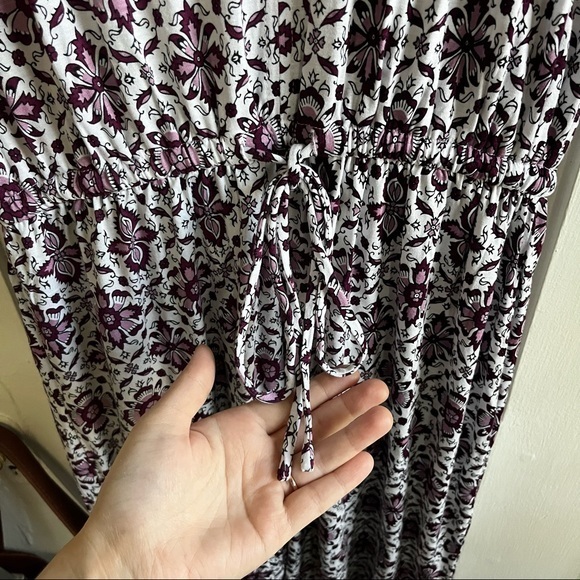 Loft Purple and White Floral Tie Waist Dress Size XS - Picture 4 of 9